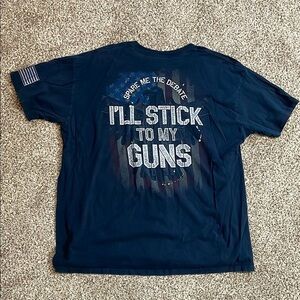 ❤️Blue Short Sleeve Tee with Distressed Text Graphic